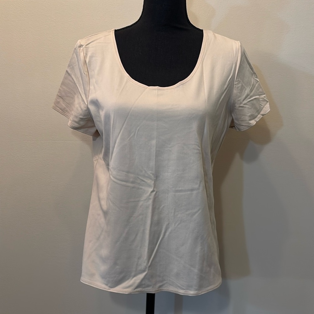 Notations Women’s Short Sleeve Blouse Size‎ L scoop neck nylon/spandex blend
